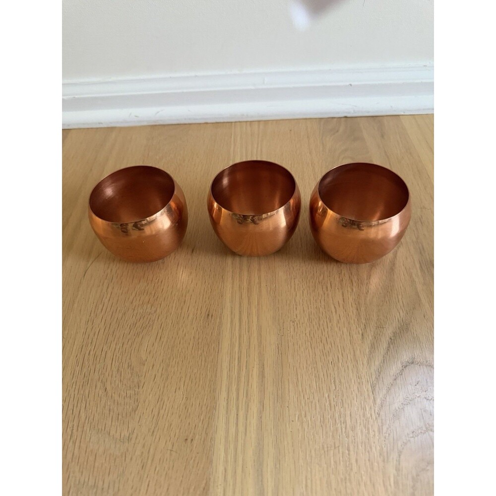 Coppercraft Guild Copper Vintage 3 Roly-Poly Cups Tea Light Votive Mid-Century